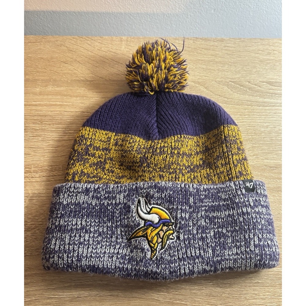 NFL Minnesota Vikings Knit Pom Pom Style Cuff Stocking Hat Cap Beanie